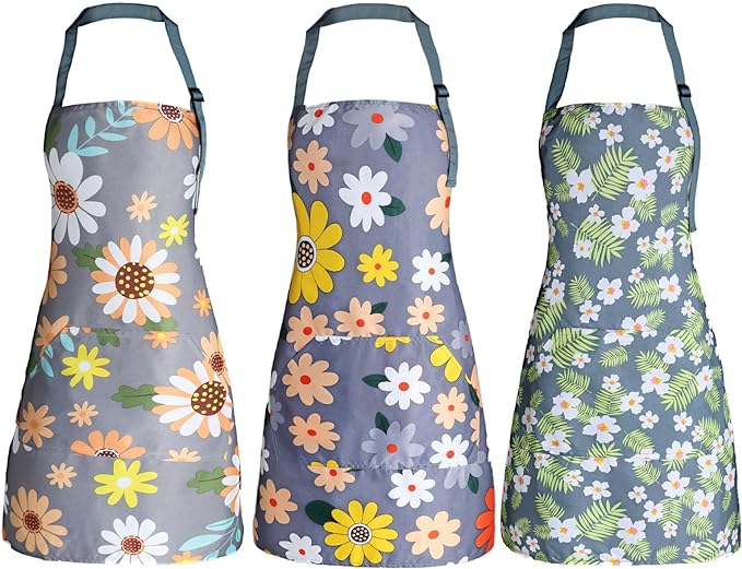 Apron for Women with Pockets, Adjustable Waterproof Floral Chef Aprons for by Unknown