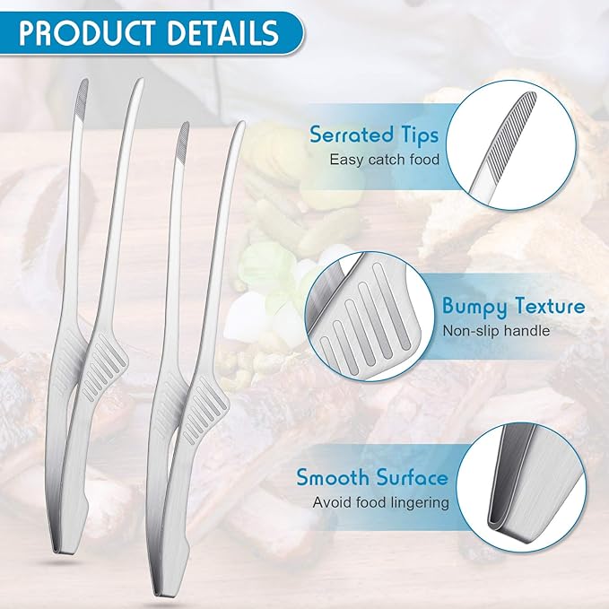 Patelai 2 Pieces Korean and Japanese BBQ Tongs Non Slip Cooking Utensils - Image 5