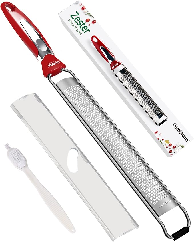 Ourokhome Kitchen Lemon Zester, Stainless Steel Hand Held Parmesan Cheese Grater by Ourokhome
