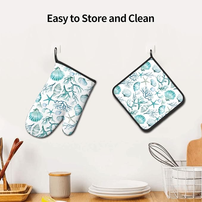 Nautical Oven Mitts and Pot Holders Sets Coastal Kitchen Mitts Potholders 2PCS - Image 6