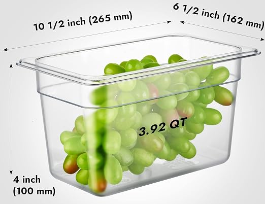 CURTA 6-Pack 1/4 Size 6" Deep NSF Polycarbonate Food Pans | Dishwasher & - Image 2