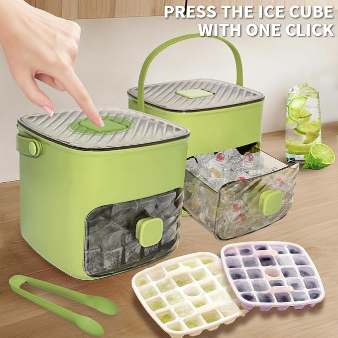 Ice Cube Tray for freezer with 2 Trays and Ice Storage Bin Tweezers, 48 Grid - Image 4