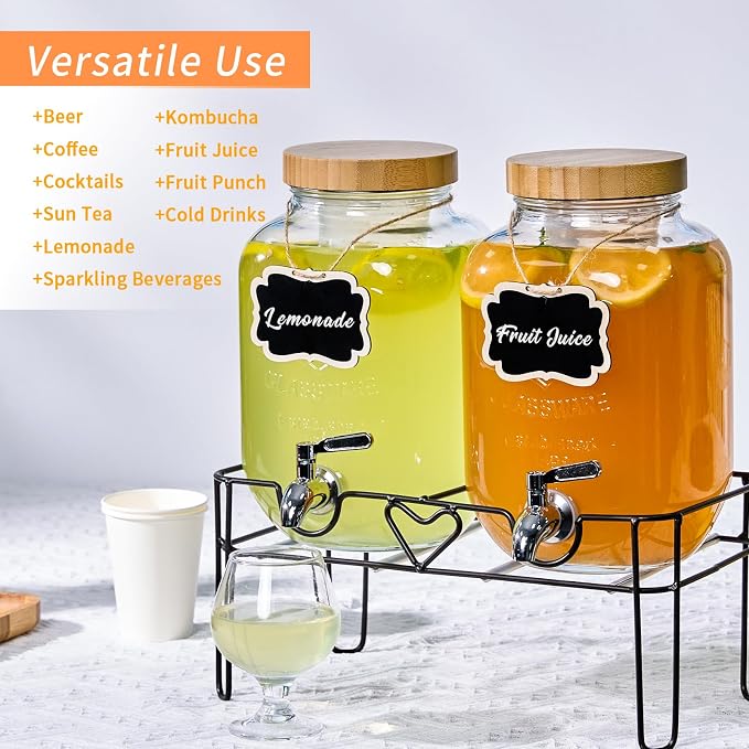 2 Pack1Gallon Glass Drink Dispenser - Image 6