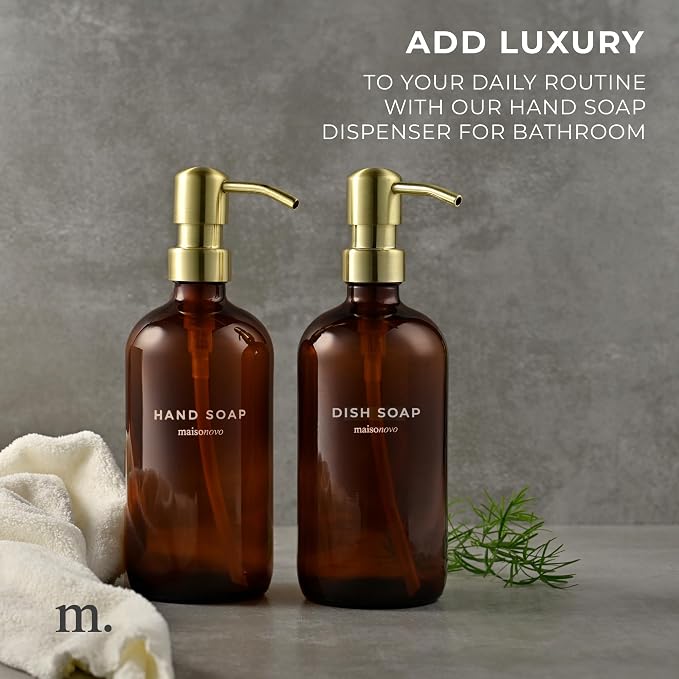 MaisoNovo Soap Dispenser 2-Piece Set | 16.9oz Amber Bottles - Image 3