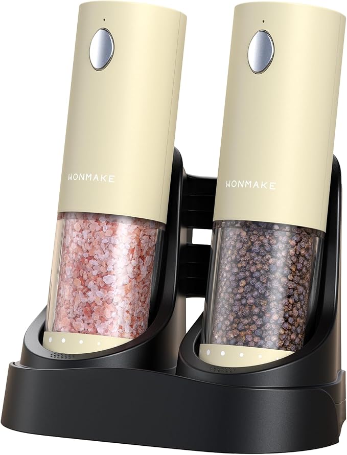 Electric Salt and Pepper Grinder Set by WONMAKE