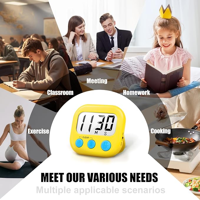 2 Pack Digital Kitchen Timer for Cooking Big Digits Loud Alarm Magnetic Backing - Image 5