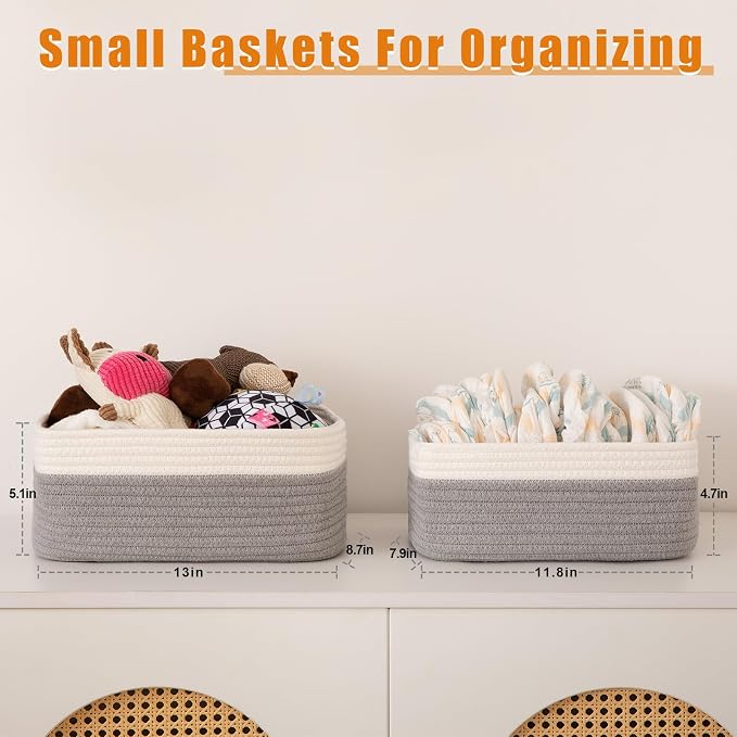 OIAHOMY 4 Pack Storage Baskets for Organizing, Small Bins for Shelves, Cute - Image 2