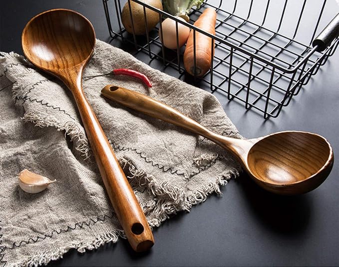 2 Pcs Wooden Spoon Ladle for Cooking Spoons Best Non Toxic Kitchen Tools -14 - Image 6