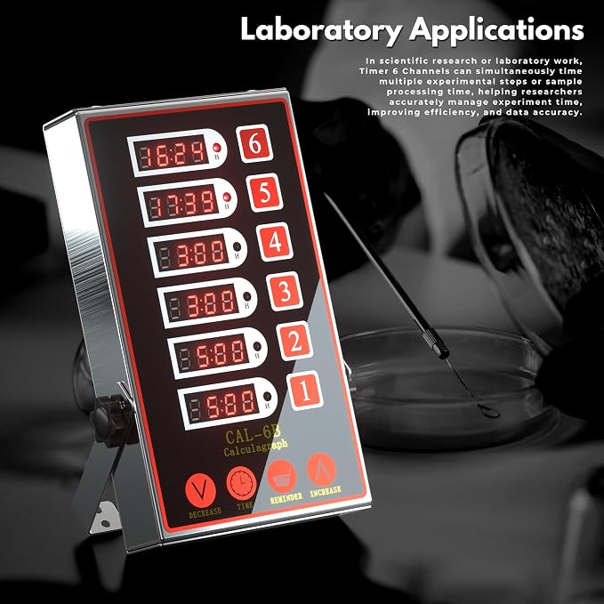 Commercial Kitchen Timer with 6 Channels, Professional LED Digital Timer - Image 3