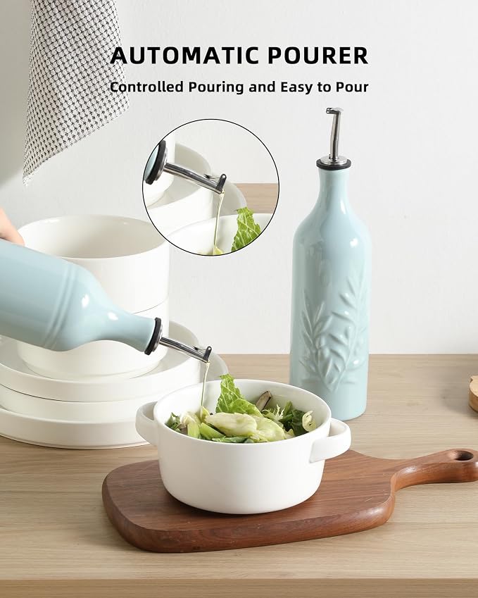 Sweejar Large Ceramic Olive Oil Dispenser Bottle, Opaque Oil Cruet Protects to - Image 4