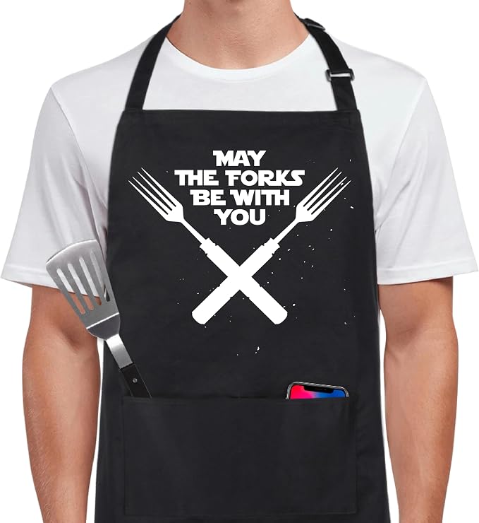 Xornis 100% Cotton Funny Apron for Men Women Adjustable Bib Aprons by Xornis