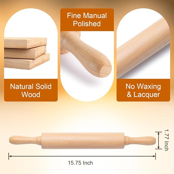 AISOSO Rolling Pins for Baking, 15.75 Inches Wooden Rolling Pin - Image 2