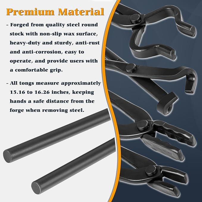 Blacksmith Tongs Knife Making Tongs Set V-Bit Blade Tongs, Flat Tongs, Blade - Image 7