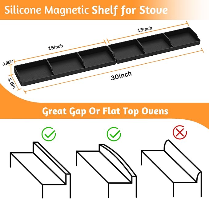 Foeacry 30 Inch Silicone Stove Oven Top Shelf Magnetic - Image 2
