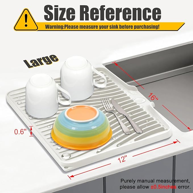 TIKNIK Silicone Dish Drying Mat, Stone Drying Mat - Image 2