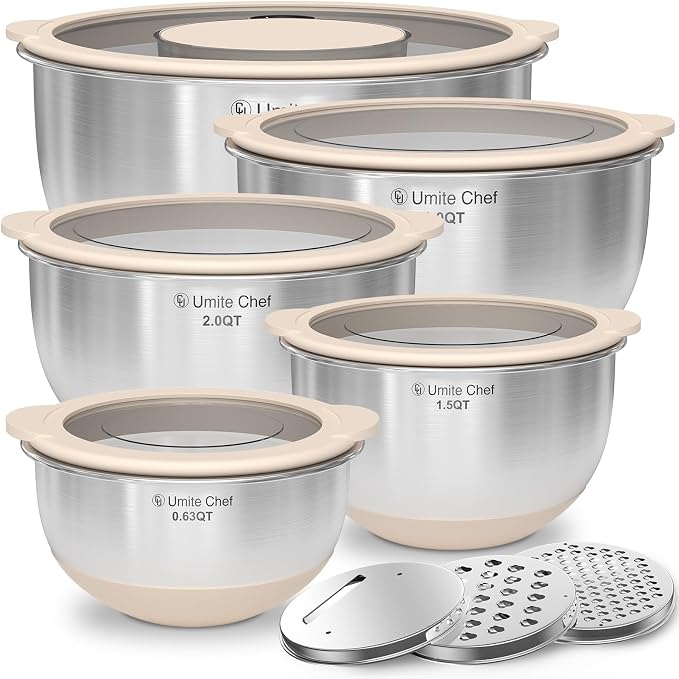 Mixing Bowles Set with Lids Set by UmiteChef