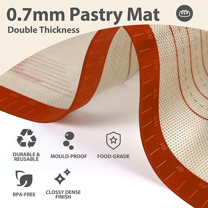 Silicone Baking Mat, Pastry Rolling Sourdough Baking Mat Supplies - Image 3