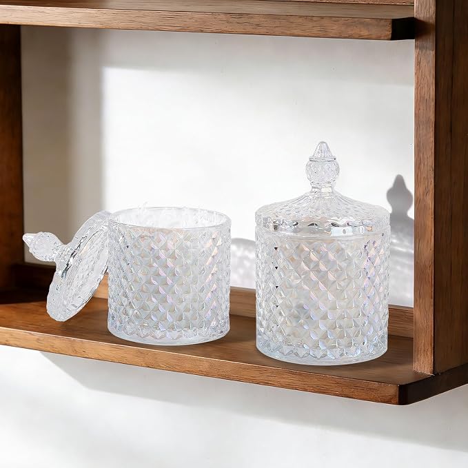 2 Pack Qtip Holder Thick Glass Apothecary Jars - Image 6
