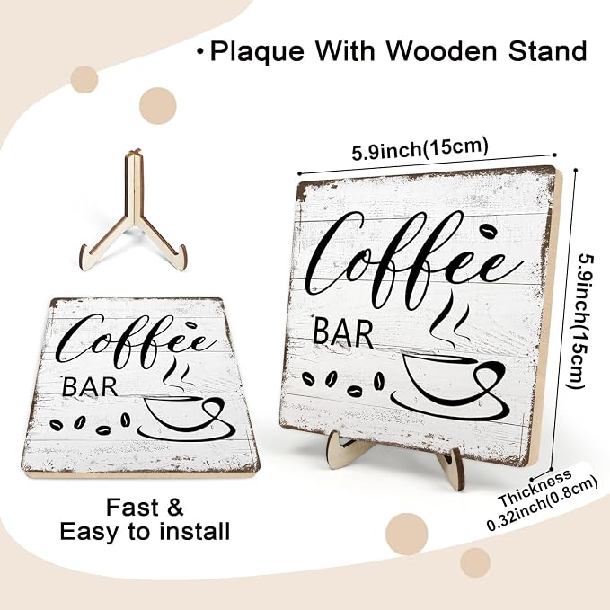 Coffee Bar Decor Sign – Rustic Wooden Plaque - Image 2