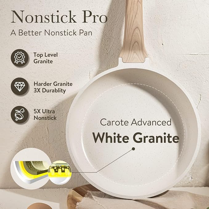 CAROTE Non Stick Frying Pan Skillet, Omelet Pan, Healthy Non Toxic Granite Chef - Image 7