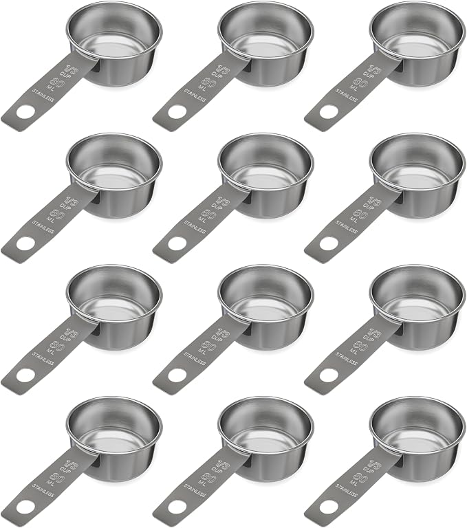 1/3 Cup Stainless Steel Measuring Cup | Sturdy Metal 80 ml | 80 cc | 3 oz | by Knupp+Co.