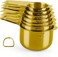7 Pcs Gold Measuring Cups Stainless Steel, Nesting Metal Measuring Cups by BIDFUL