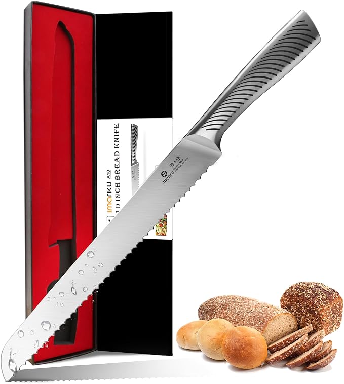 imarku Bread Knife 10 Inch: Japanese High Carbon Stainless Steel Professional by imarku