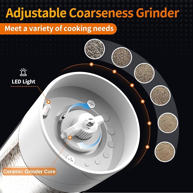 2Pack Electric Salt and Pepper Grinder Set USB Rechargeable - Image 3