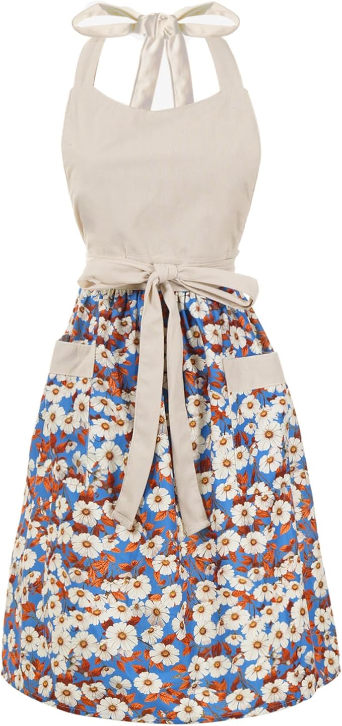 Cute Floral Aprons for Women by HYVOROS