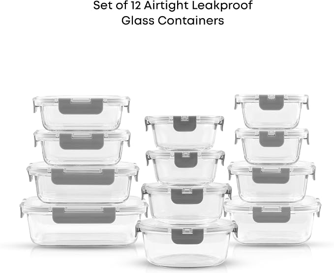 JoyJolt 24pc Borosilicate Glass Storage Containers - Image 9