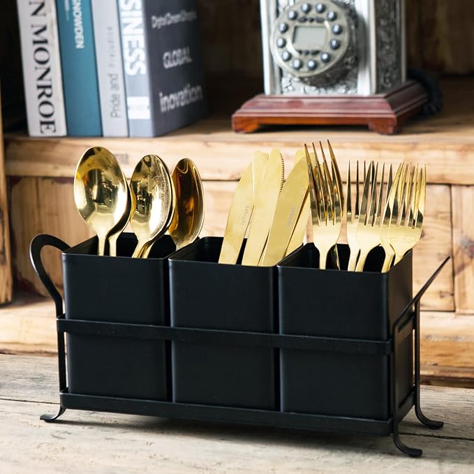 NelyBet Flatware, Kitchen Utensil & Silverware Caddy Organizer Bin Holder - Image 6