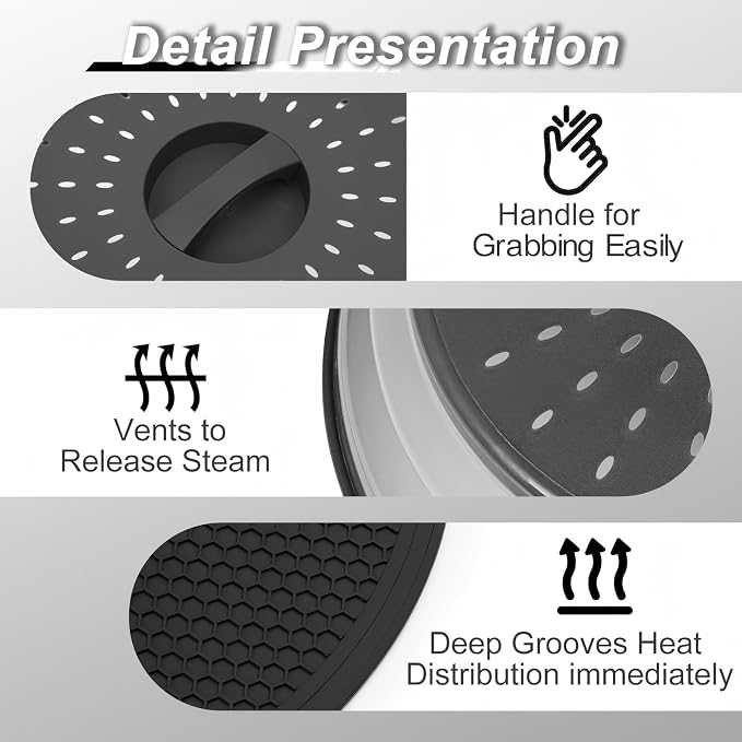 4 in 1, WENWELL 2 Microwave Splatter Cover & 2 Mat, Cooking Splash Guard - Image 4