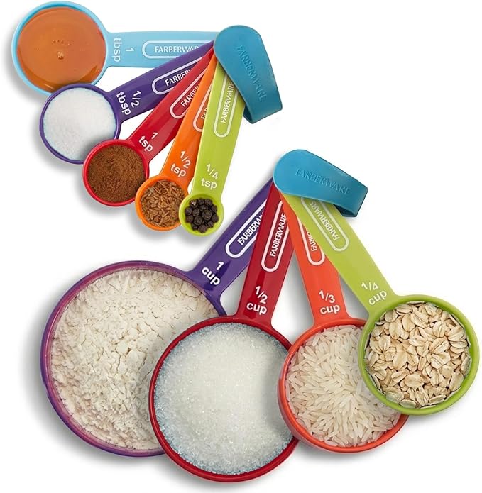 Farberware Kitchen Basics Measuring Cup & Spoon Set – 9-Piece Colorful Nesting by Farberware