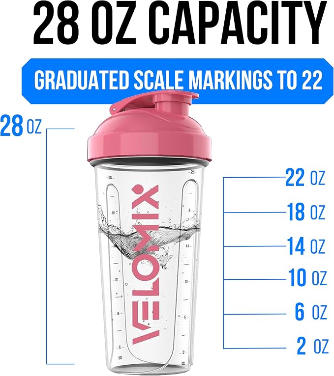 VELOMIX -2 Pack- 28 oz Protein Shaker Bottles - Image 4