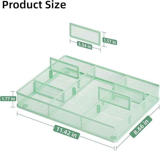 Marbrasse Desk Drawer Organizer, Metal Mesh Drawer Organizer Tray - Image 2