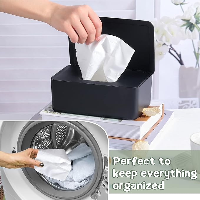Newtay Dryer Sheet Holder with Hinged Lid, Plastic Dryer Sheet Dispenser - Image 3