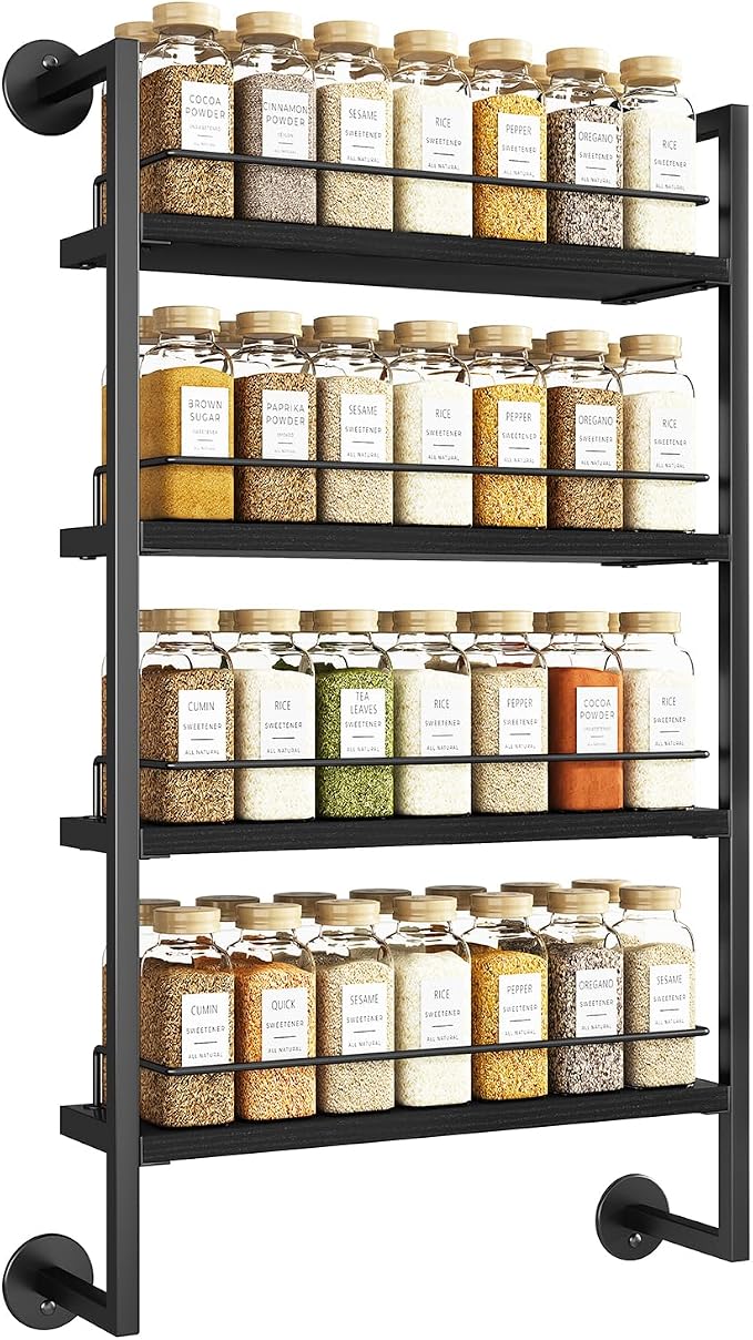 IBUYKE Spice Rack Wall Mount, 4 Tier Hanging Seasoning Organizer, Spice Rack by IBUYKE