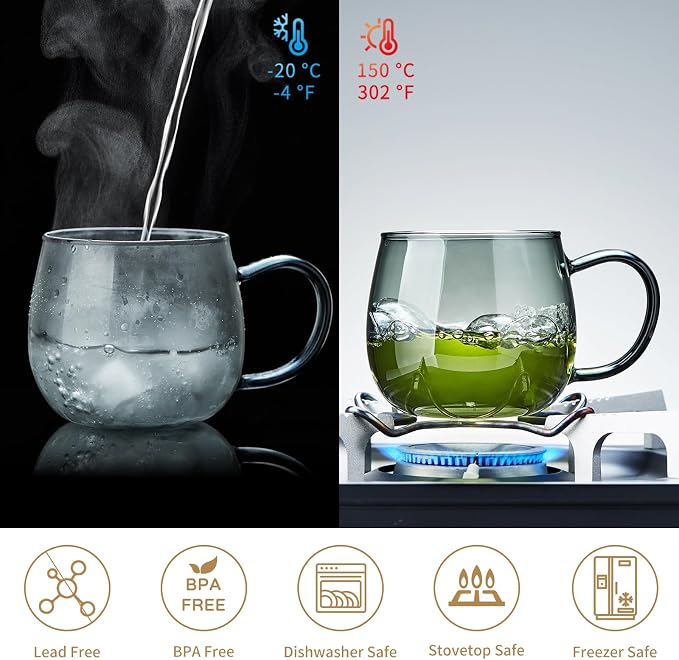 17 OZ Glass Tea Cup with Infuser and Lid, 500 ML Large Borosilicate Teacup - Image 6