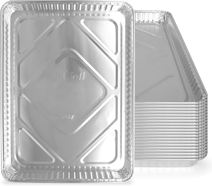 PLASTICPRO Aluminum Pans 100 Pack Disposable Cookie Sheets 13 x 17 Baking Pans by PLASTICPRO