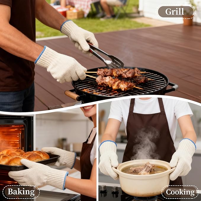Hovico Heat Resistant Oven Gloves, Ove Glove BBQ Gloves Heat Resistant Cooking - Image 6