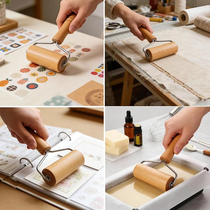 Small Rolling Pin, Wooden Dough Roller, Non-Stick Pizza Roller, T Type Rolling - Image 7