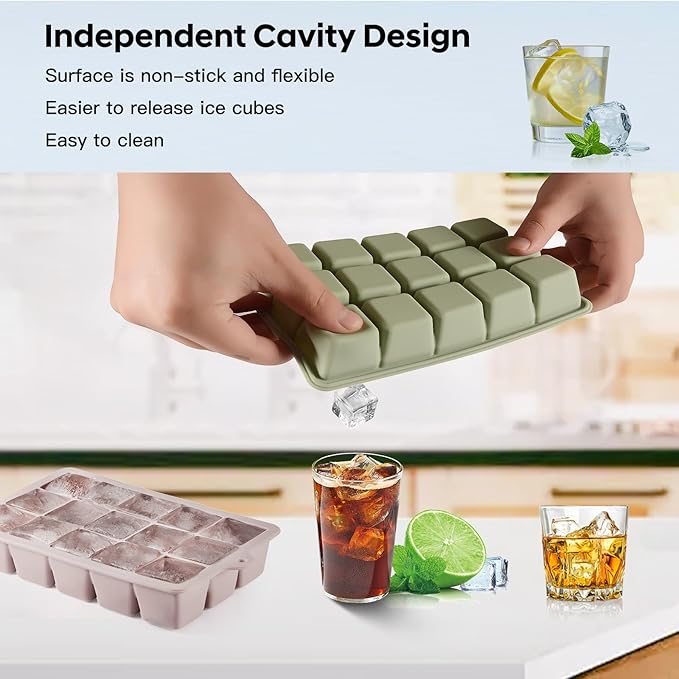 Silicone Ice Cube Tray 3 Pack, HANCELANT Ice Cube Mold, Ice Trays - Image 3