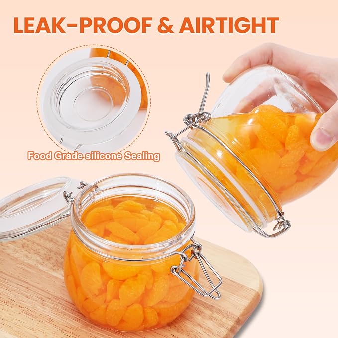 Hovico 17 oz Glass Jars with Airtight Lids And Leak Proof Rubber Gasket - Image 6
