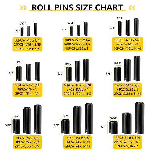 274Pcs Roll Pins Assortment, 65Mn Steel Black Roll Pins - Image 5