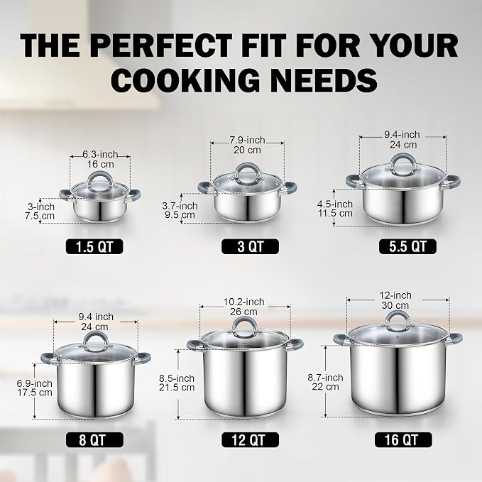 Cook N Home 3-Quart Stainless Steel Pot, Small Stock Pot - Image 2