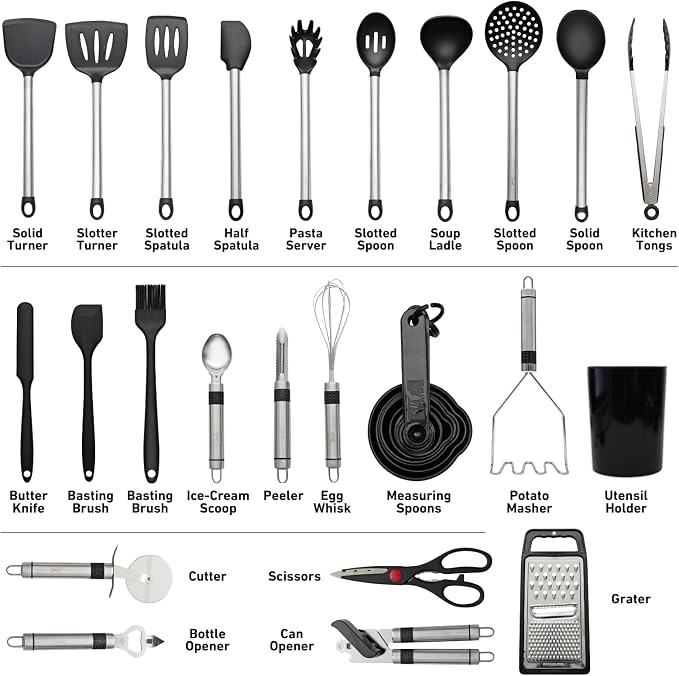 Silicone Kitchen Utensils Set 33 PCS Heat Resistant Food Grade Silicone - Image 2