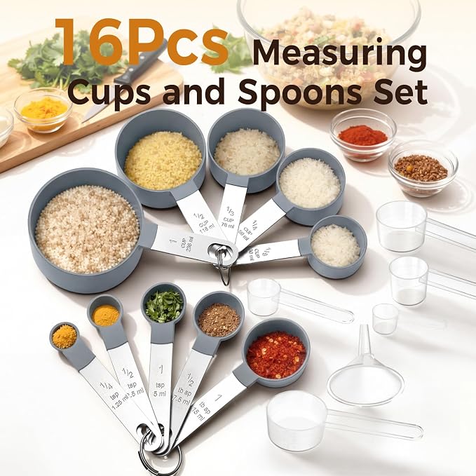 16PCS Measuring Cups and Spoons Set, Measuring Spoon Set - Image 2