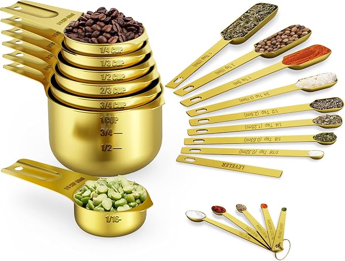 Wildone Gold Measuring Cups & Spoons Set of 21 by Wildone