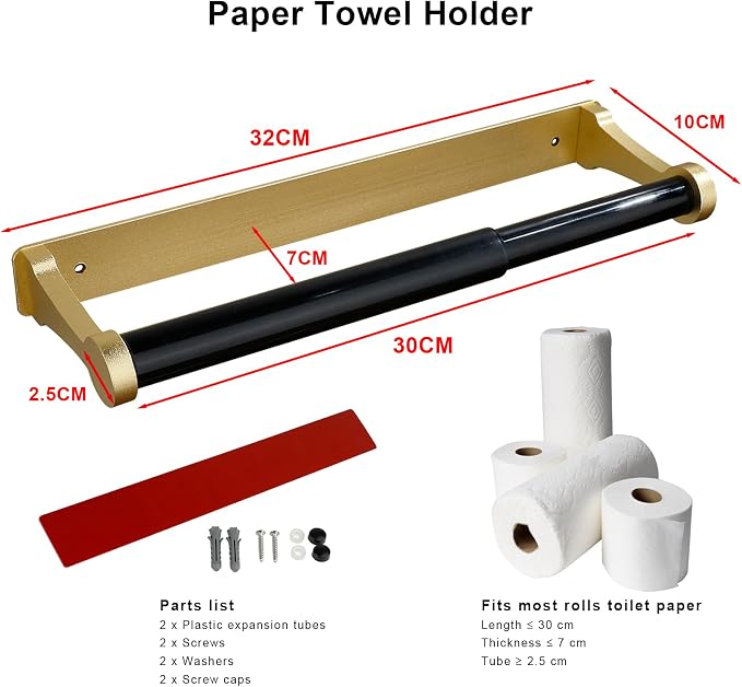 MONEER Paper Towel Holder Under Cabinet, Paper Towel Holder, Aluminum Alloy - Image 2
