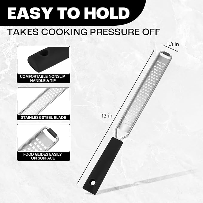 Zester Grater with Protective Cover – Fine Stainless Steel Lemon Zester cheese - Image 2